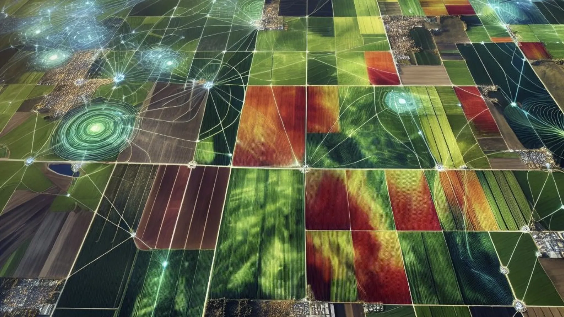 Mosaico aéreo multiespectral de parcelas agrícolas